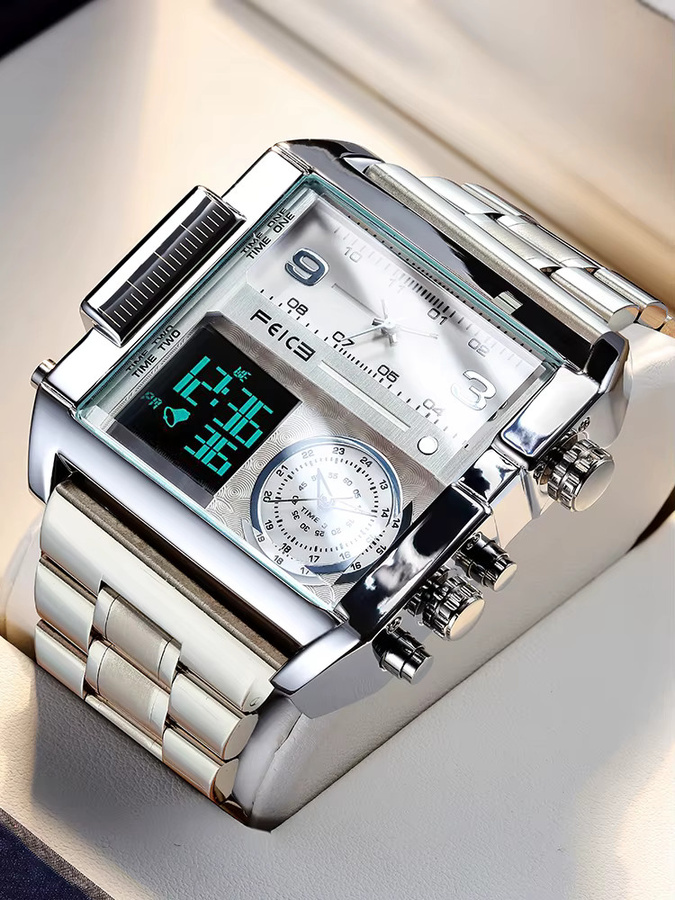 FEICE Armbanduhr, Quarz, Edelstahl, eckig, Silber, Herren - Bild 7