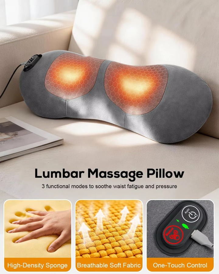 Okayso Rückenmassagegerät mit Wärme, Vibration und Dehnung, grau/blau - Bild 2