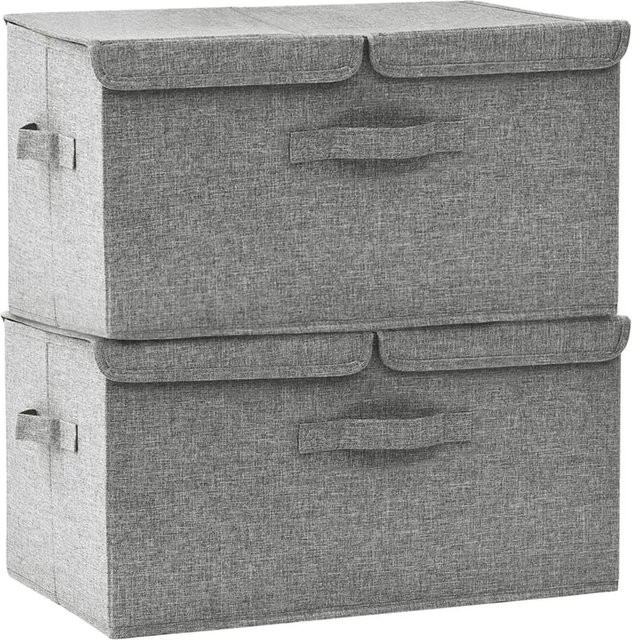 vidaXL Aufbewahrungsboxen aus Stoff mit Griffen, 2er-Set, Grau, B/T/H: 50 x 30 x 25 cm - Bild 1
