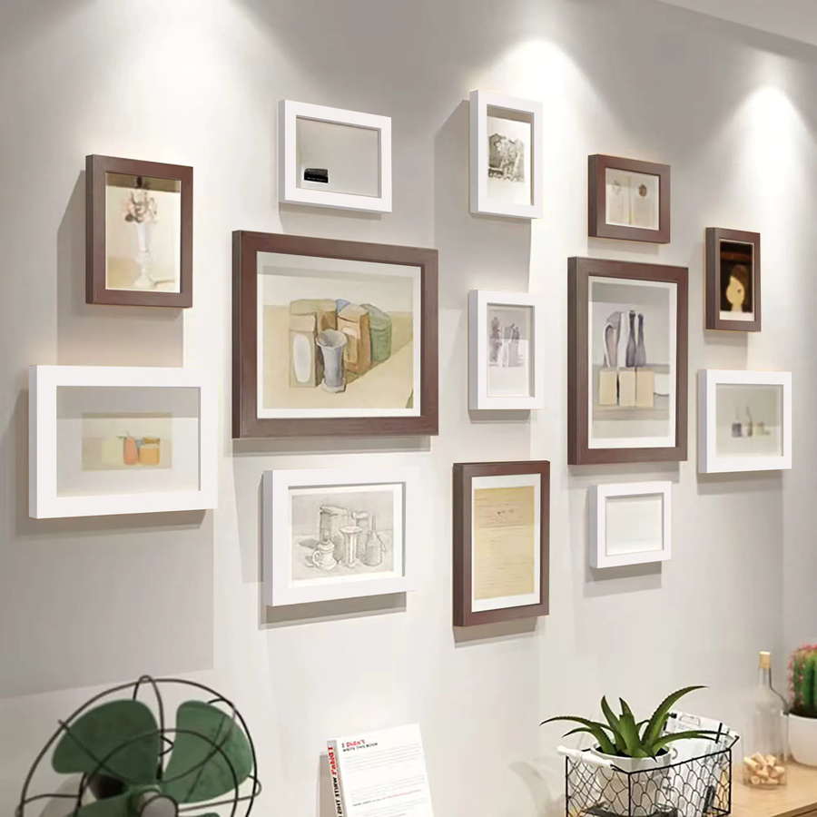 13-teiliges Bilderrahmen-Set aus Holz von VCC in Schwarz-Weiß für die Wanddekoration - Bild 4