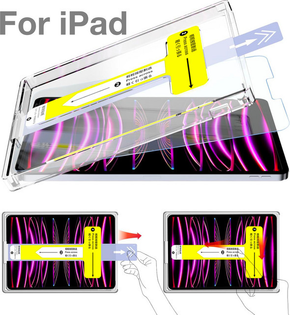 Displayschutzfolie aus gehärtetem Glas für Apple iPad Pro, Air und mini, transparent, inklusive Staubentfernungsset - Bild 1