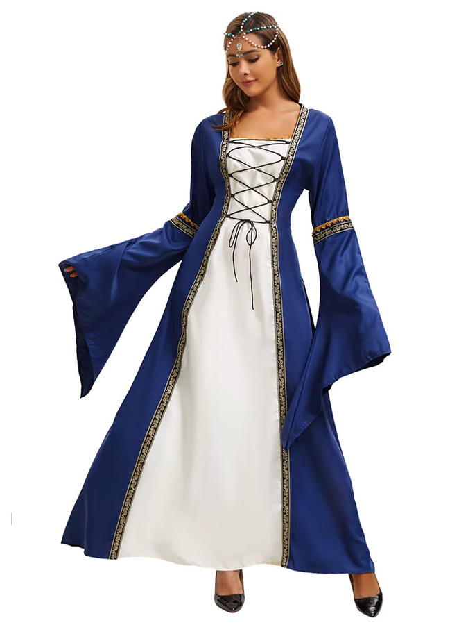 HHYRCOS Mittelalterliches Kleid, Ritter, Fantasy, Blau, Plüsch / Textil - Bild 2