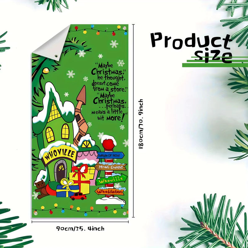 Weihnachtliche Türabdeckung Whoville in Grün als hängendes Banner für deine Weihnachtsdekoration - Bild 3