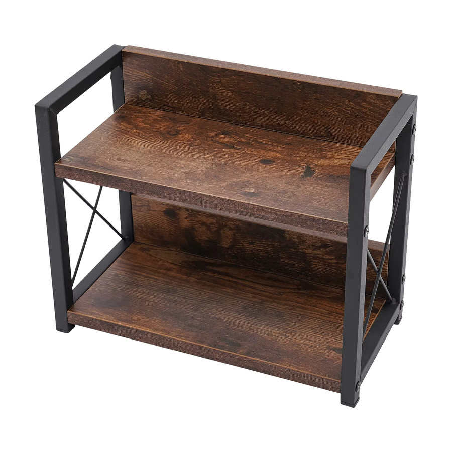 Bymaocar 2-stöckiges Gewürzregal aus Holz in Vintage Braun mit Rückwand - Bild 6