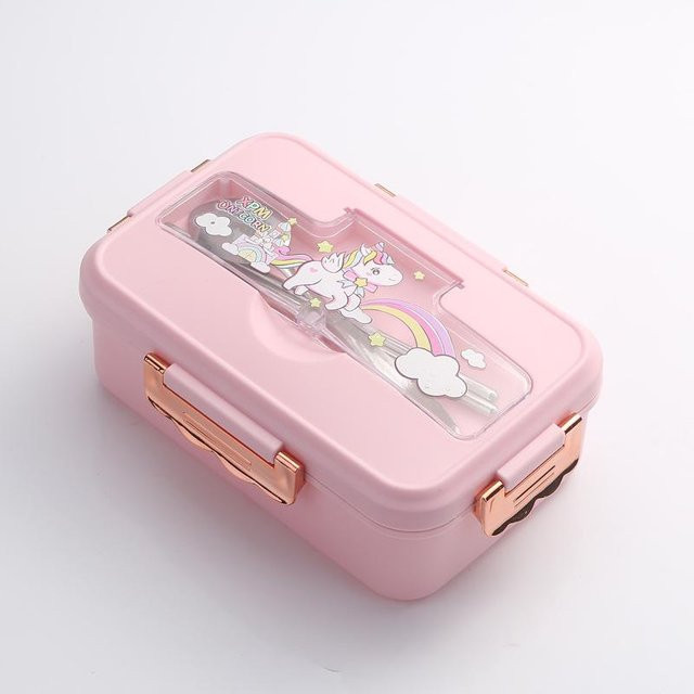 Mango Event Bento-Lunchbox für Kinder mit Dinosaurier-Design, beheizbar, 3 Fächer, Farbe: Rosa - Bild 1