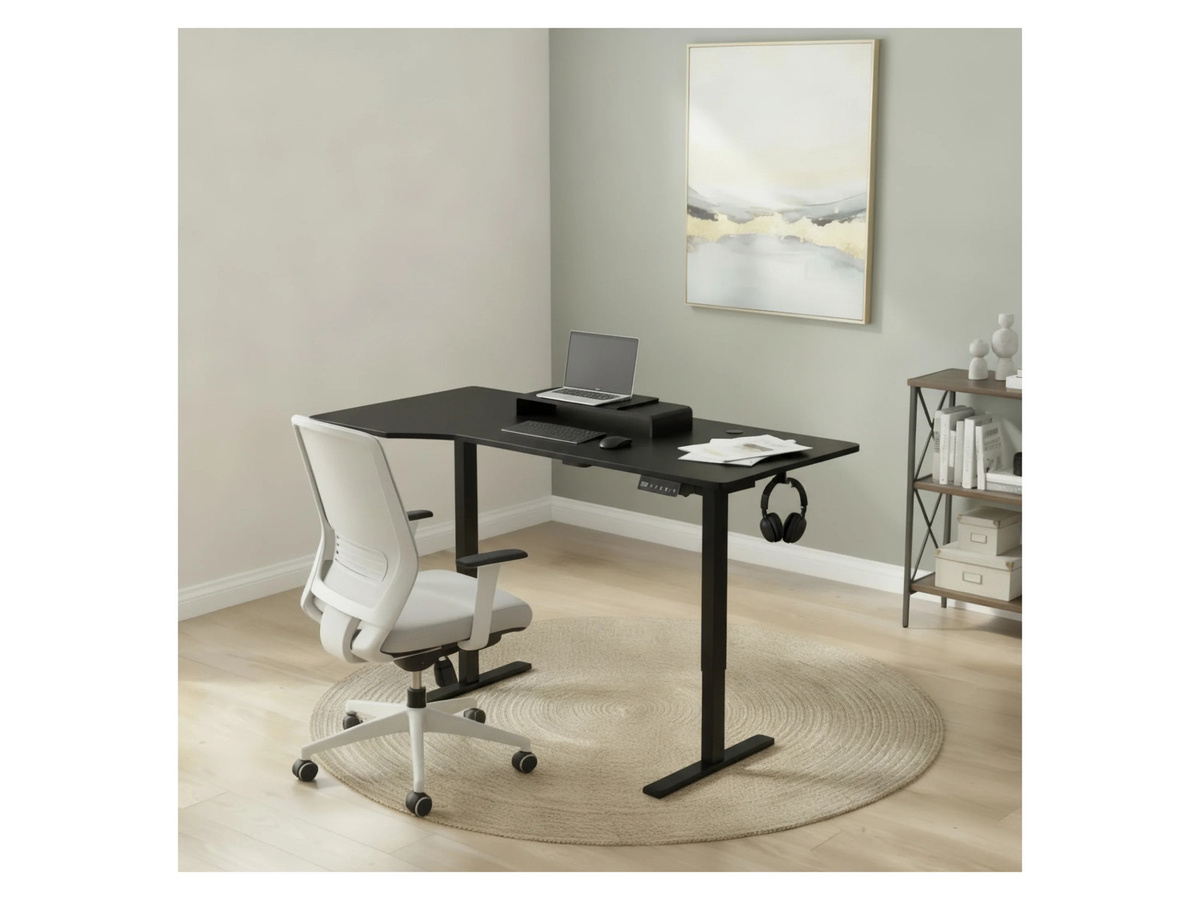 Juskys Höhenverstellbarer Schreibtisch für Homeoffice und Office, elektrisch, Schwarz, B: 160 cm, T: 75 cm, H: 71 cm bis 120 cm - Bild 3
