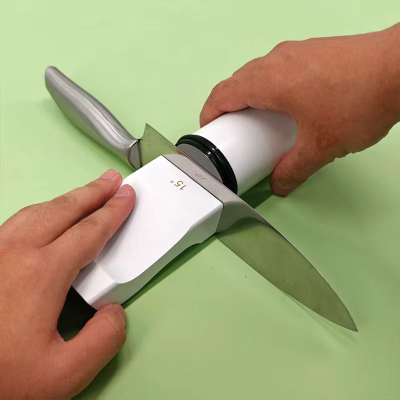 RSCHEF Rollender Messer-Schärfer mit Diamantschleifscheibe und Jade-Feinheit, 15/20 Grad, Weiß - Bild 3