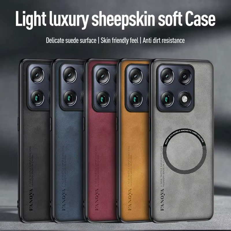Retro Business Schafsleder-Schutzhülle für Motorola Moto Edge 70 Ultra X70 Air 60 Pro Fusion 50 Ultra, Magnetische Hülle in Braun - Bild 2