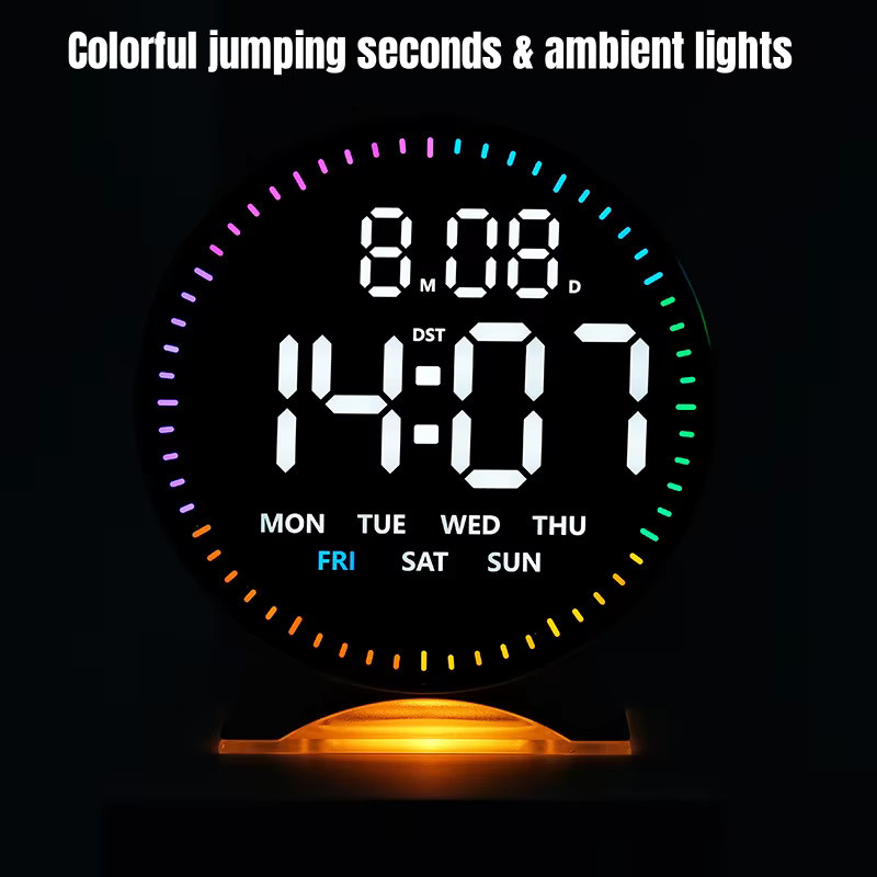 WOKLOK LED Digital-Wecker mit springender Sekundenanzeige und Desktop-Umgebungslicht in Weiß, USB-Tischuhr mit automatischer Dimmung - Bild 3