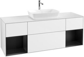 V&B Waschtischunterschrank Finion mit Wandbeleuchtung, Breite: 160 cm, Farbe: Weiß lackiert - Bild 1