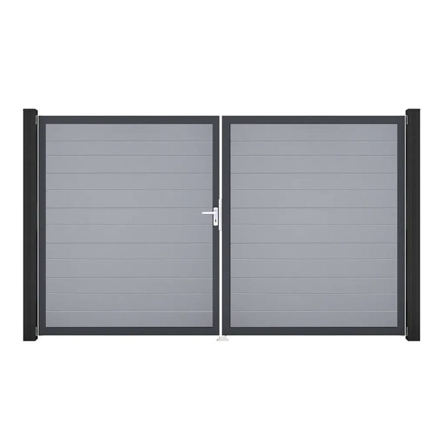 GroJa Tor Basicline Schmal 2-flügelig Silbergrau B: 306 cm, H: 180 cm DIN Links - Bild 2