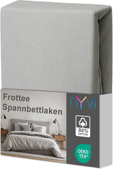 NYVI DreamScience Frottee Spannbettlaken Silber, B/T: 200 x 200 cm - Bild 1