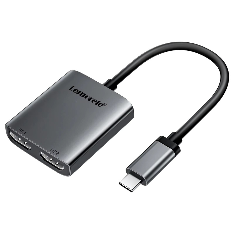 Lemorele USB-C-Dockingstation mit 2-Port USB-C und Dual HDMI 4K 60 Hz für MacBook, Laptop und PC in Weiß und Grau - Bild 6