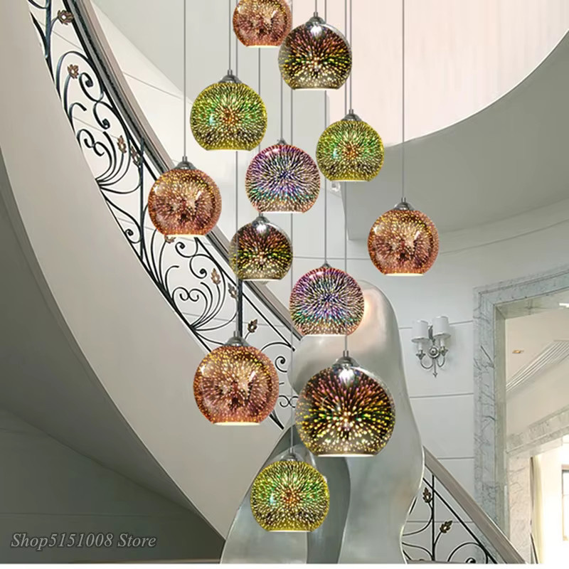 LZPZ RUI Moderne 3D-Pendelleuchte aus Glas in Multicolour mit Feuerwerksdesign als kreative Hängelampe für Wohnzimmer und Esszimmer - Bild 3