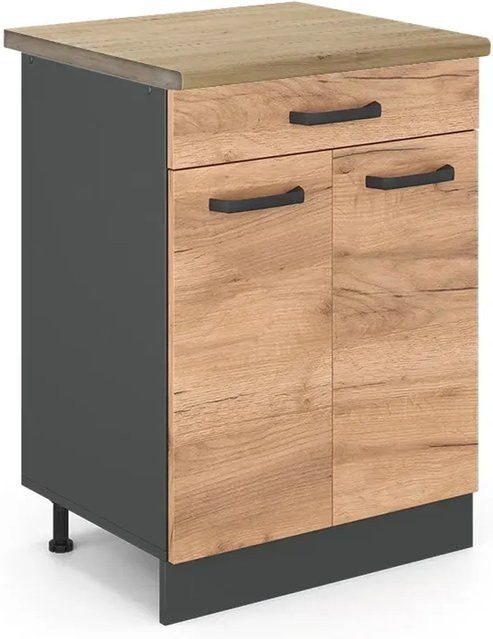 Vicco Küchenunterschrank R-Line Goldkraft Eiche/Anthrazit B: 60 cm, T: 46 cm, H: 81,6 cm - Bild 1