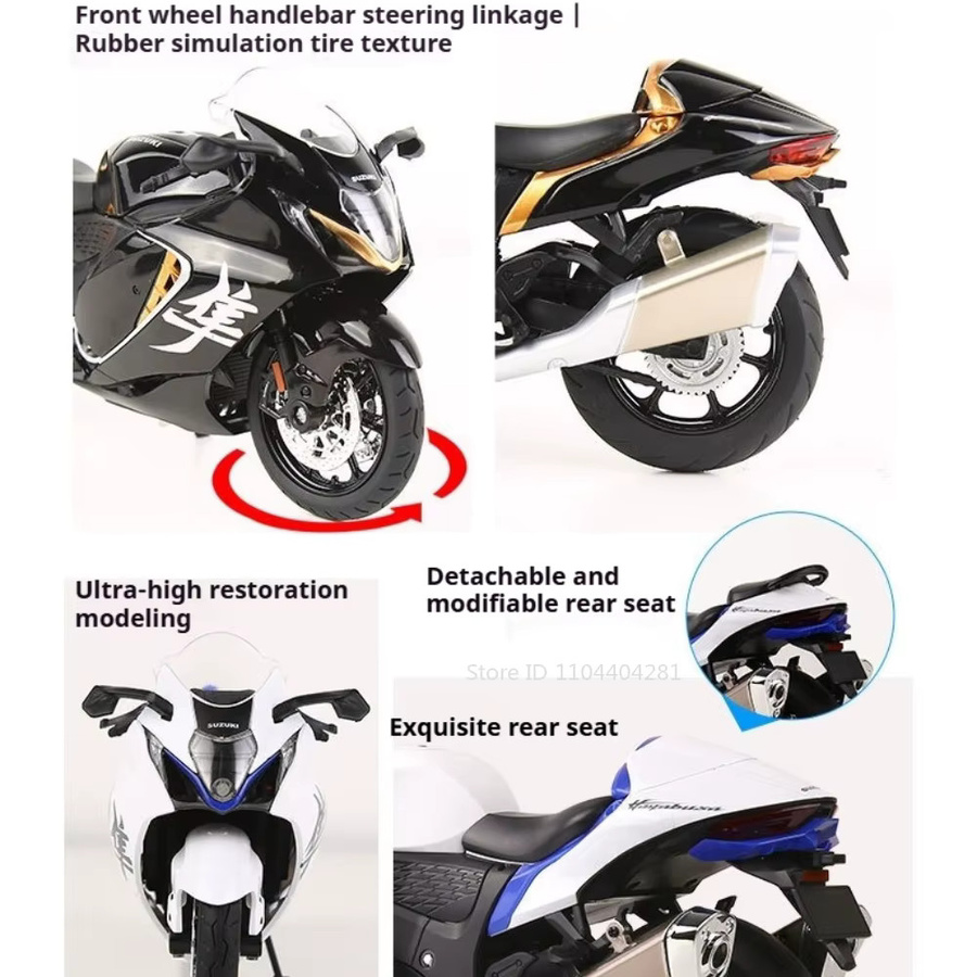 MAKEDA Suzuki Hayabusa GSX1000R, Miniaturauto, 1:12, Metall, Schwarz - Bild 2