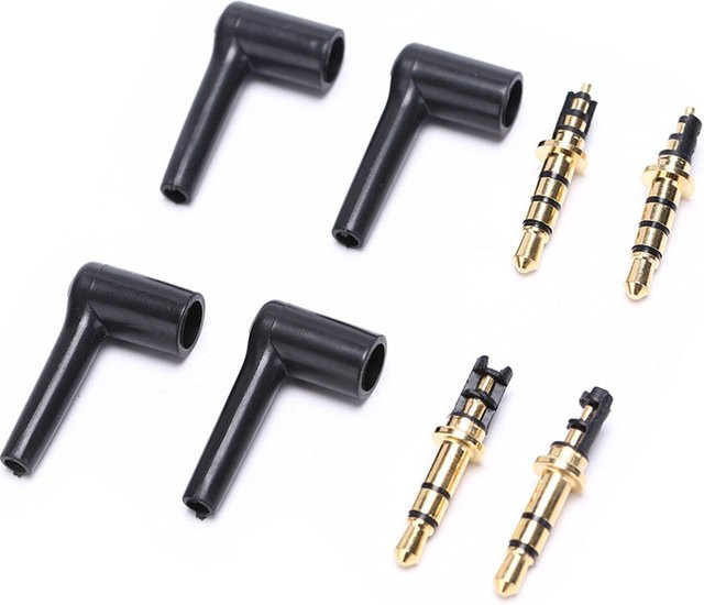 2er-Set SD&HI 3,5 mm Stereo Headset Stecker 90 Grad Winkel, vergoldet, Schwarz - Bild 1