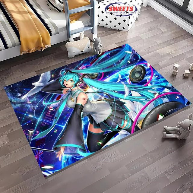 Karpetti Teppich H-Hatsune MM1ku mit Cartoon-Design, rutschfest, mehrfarbig, B: 150 cm, L: 200 cm - Bild 1