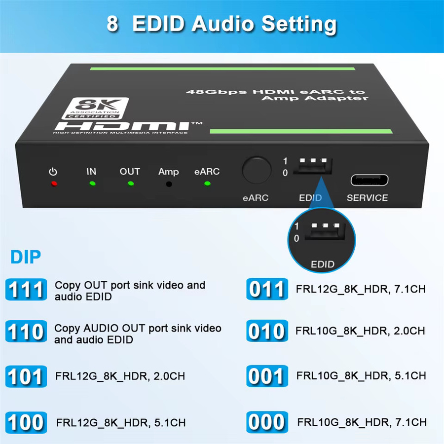 Navceke HDMI 2.1 eARC Audio-Extraktor und Splitter in Schwarz, unterstützt 4K 120Hz, 8K 60Hz und 48 Gbps für PS5, Xbox und Sonos Soundbar - Bild 5