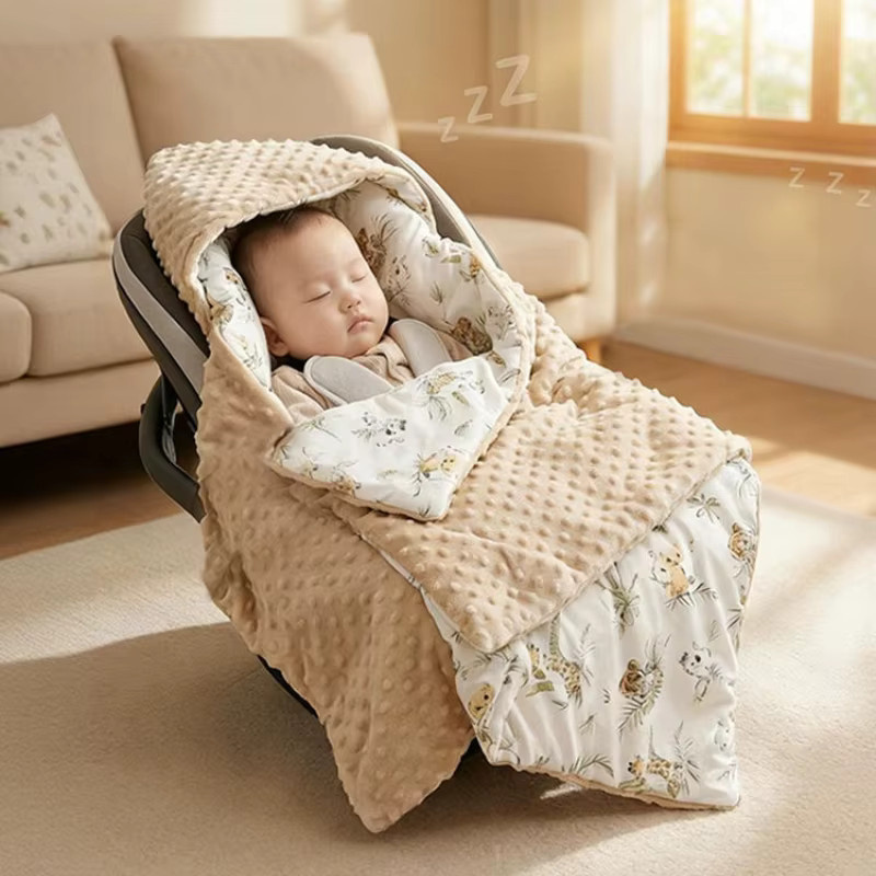 DANIVIVI Babydecke mit Kapuze aus Fleece in Multicolour für Kinderwagen und Neugeborenen - Bild 3