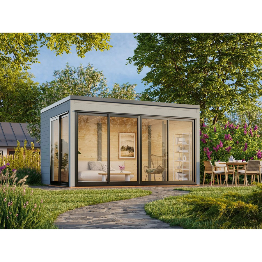 Palmako Gartenhaus Serena aus Holz mit Pultdach in Grau, B: 420 cm, T: 320 cm, H: 250 cm - Bild 2