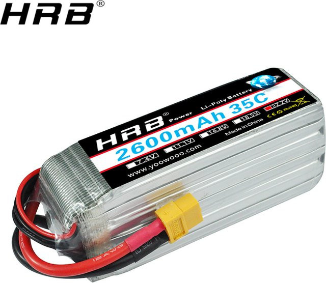 HRB 6S LiPo Akku 22,2V 2600mAh 35C mit XT60 Anschluss für RC FPV Flugzeuge, Drohnen, Racing-Boote und Autos - Bild 1
