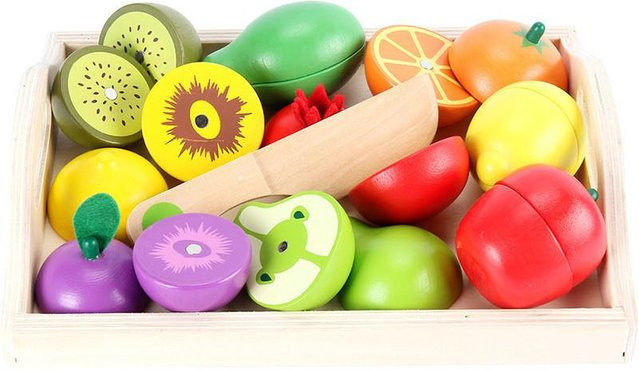 Linyi toy car, Holz-Spielzeugessen, Obst- und Gemüse-Schneideset, ab 1 Jahr - Bild 1