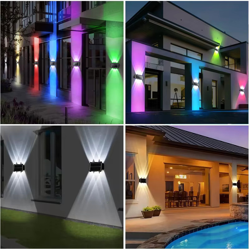 LINYILIGHT Solar-LED-Wandleuchte in Schwarz für Garten und Balkon mit Up-and-Down-Beleuchtung - Bild 5