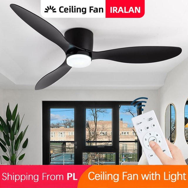 IRALAN Deckenventilator mit Licht, energiesparender DC-Motor, 3-farbig verstellbares Licht und 6 Geschwindigkeiten, Farbe: Weiß/Mehrfarbig - Bild 1