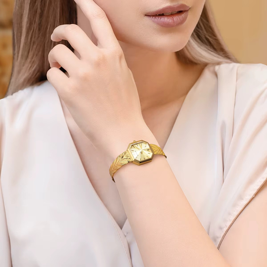 BERNY Armbanduhr, Quarz, Edelstahl, Gold, Damen, eckig - Bild 3