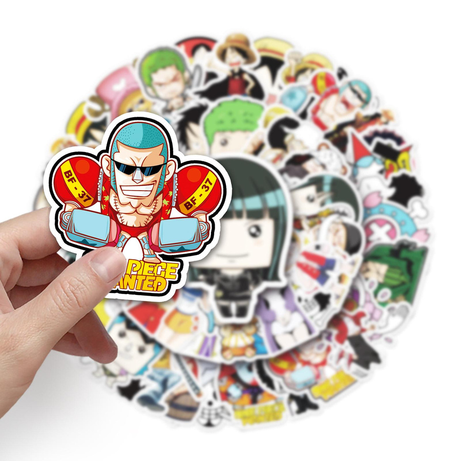 Bandai One Piece Cartoon Anime Wasserdichte Zieraufkleber aus PVC, 50 Stück, Multicolour - Bild 3