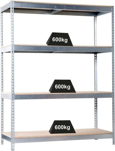 PROREGAL Schwerlastregal Wood Beast Grey, 4 Ebenen, H x B x T: 200 x 180 x 45 cm, Fachlast 600 kg, pulverbeschichtet - Bild 1