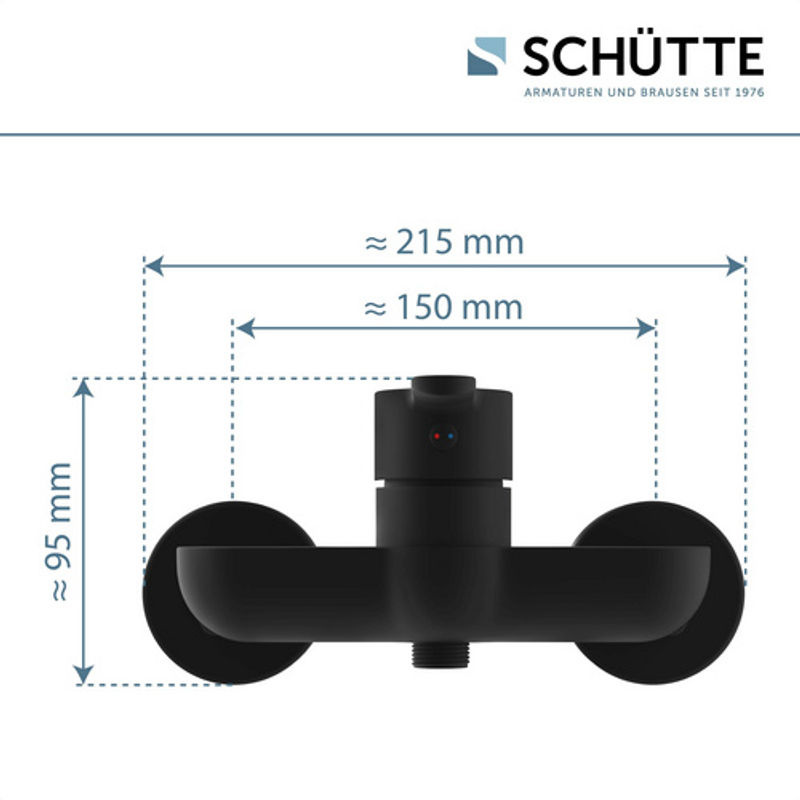 Schütte Duschthermostat Denver Wandmontiert Einhebelarmatur Schwarz Matt - Bild 5