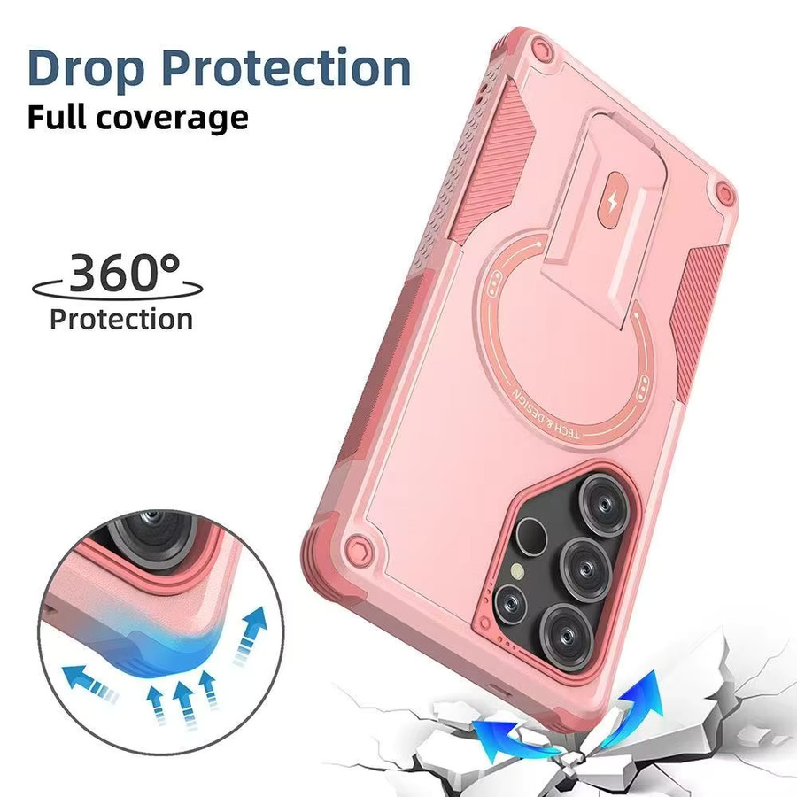 Samsung Magnetische Militär-Schutzhülle mit Matt-Finish für S26 Ultra S25 FE S24 Plus A56 A36 A26 A16 kompatibel mit MagSafe in Schwarz und Pink - Bild 3