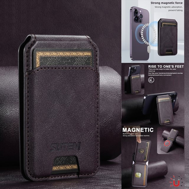 Eucagr Leder Brieftasche mit MagSafe Magnet und Kartenhalter für iPhone 15 Pro, 14 Plus, 13 und 12 Pro Max in Schwarz - Bild 1