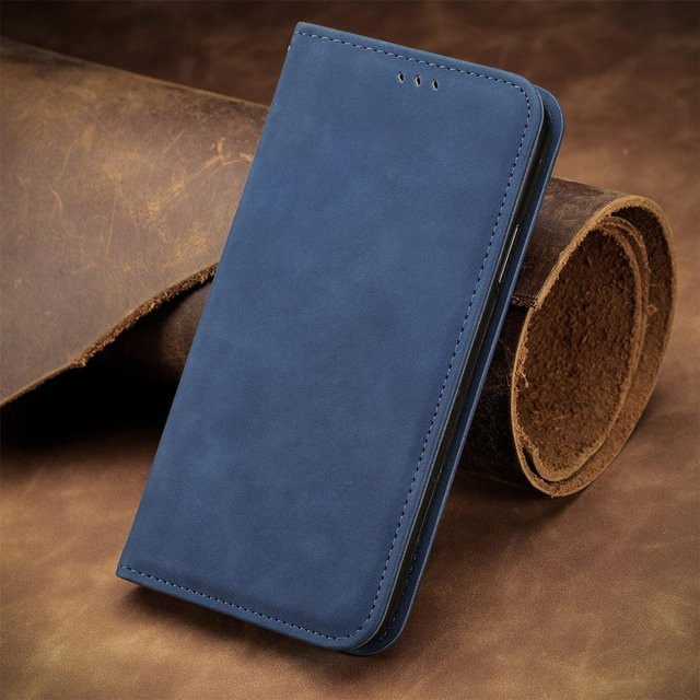 Retro Klapphandyhülle aus PU-Leder für Samsung Galaxy S25 S24 S23 S22 S21 5G Serie in Blau - Bild 1