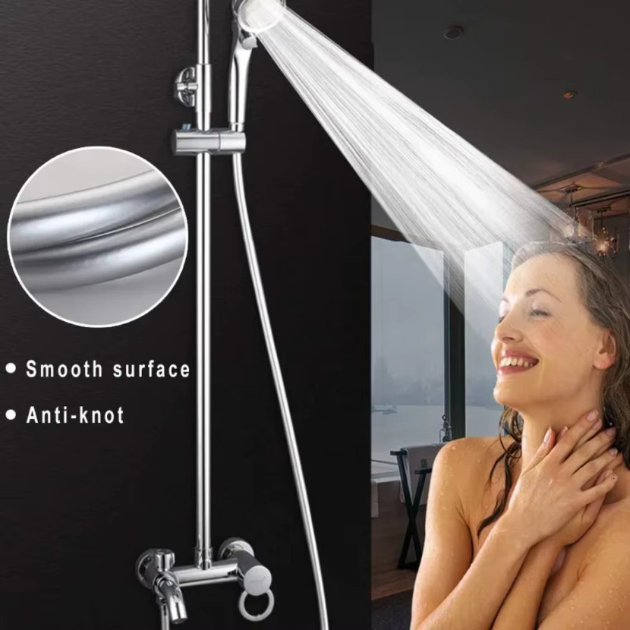 Verdrehsicherer Silikon-Duschschlauch aus PVC in Silber mit Metallrohr-Design - Bild 2