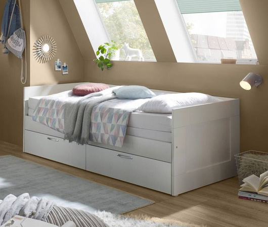 Lombas Funktionsbett in Weiß mit Schubladen und Liegefläche B: 90 cm, L: 200 cm