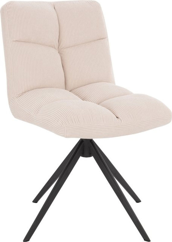 HOME DELUXE Esszimmerstuhl NODA 2er Set drehbar in Cord Creme und Metall - Bild 2