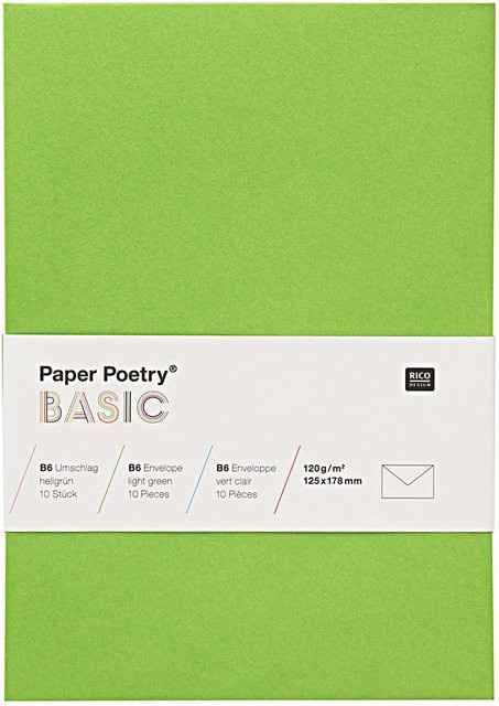 Rico Design Paper Poetry Kuvert Basic B6, 10 Stück, Hellgrün - Bild 1