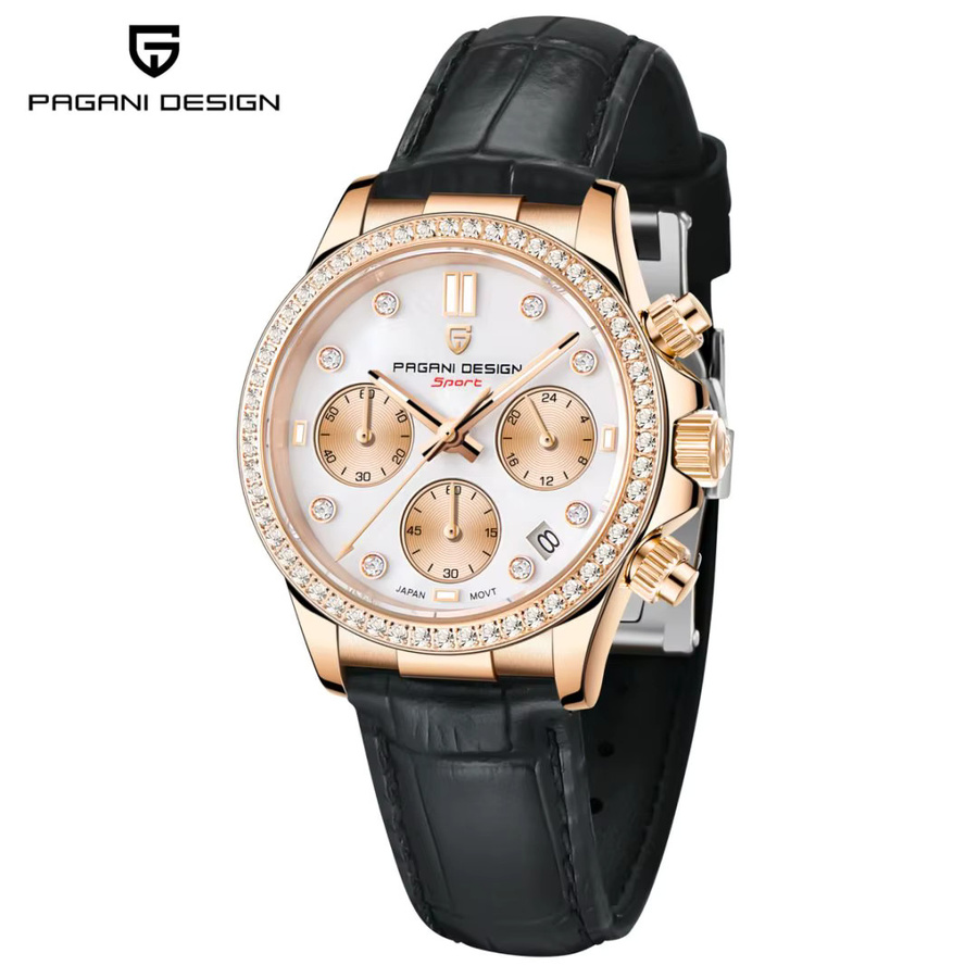Pagani Design Armbanduhr, Quarz, Edelstahl, Roségold, Diamant, Damen - Bild 6