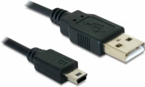 Delock USB 2.0 Kabel mit USB-A und USB-Mini-B Stecker Schwarz 0,7 m - Bild 1