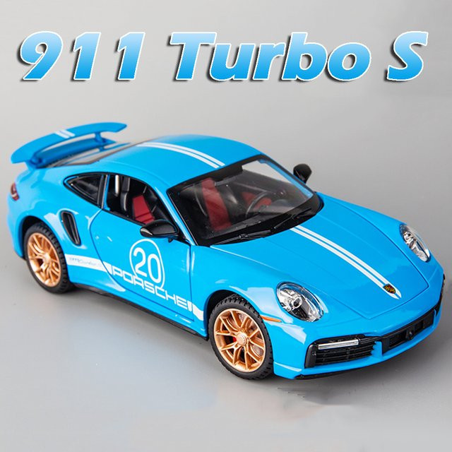 MAKEDA 911 Turbo S Sportwagen Modell, Maßstab 1:32, mit Licht und Sound, Metall - Bild 1