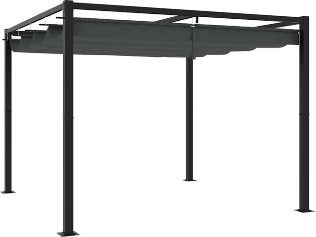 Vidaxl Gartenlaube aus Stahl mit ausziehbarem Dach in Anthrazit, B x T: 3 x 3 m - Bild 1