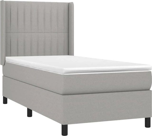 vidaXL Hybrid-Boxspringbett mit Matratze und LED-Unterbettbeleuchtung in Hellgrau, B/T: 100 x 200 cm - Bild 1