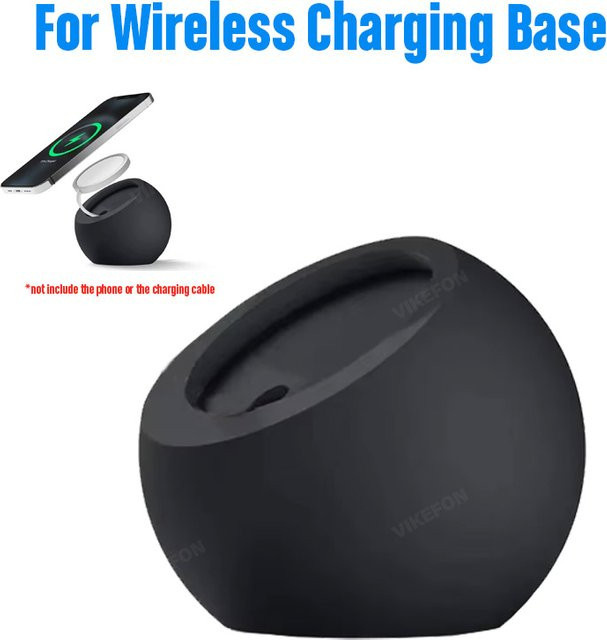 VIKEFON Magnetisches kabelloses Ladegerät und Silikon Desktop-Halterung für MagSafe iPhone 13 14 15 16 Pro Max in Schwarz oder Grün - Bild 1