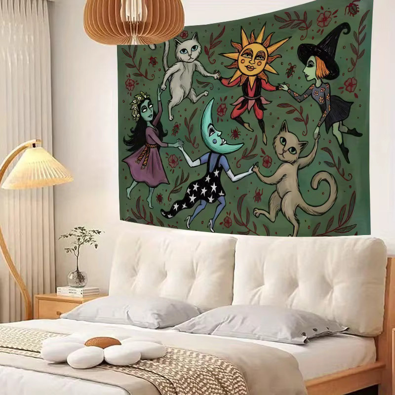 VIKAMA Fantasy Forest Wandteppich mit Sternen und Tieren in Multicolour, B/H: 60 x 40 cm - Bild 2