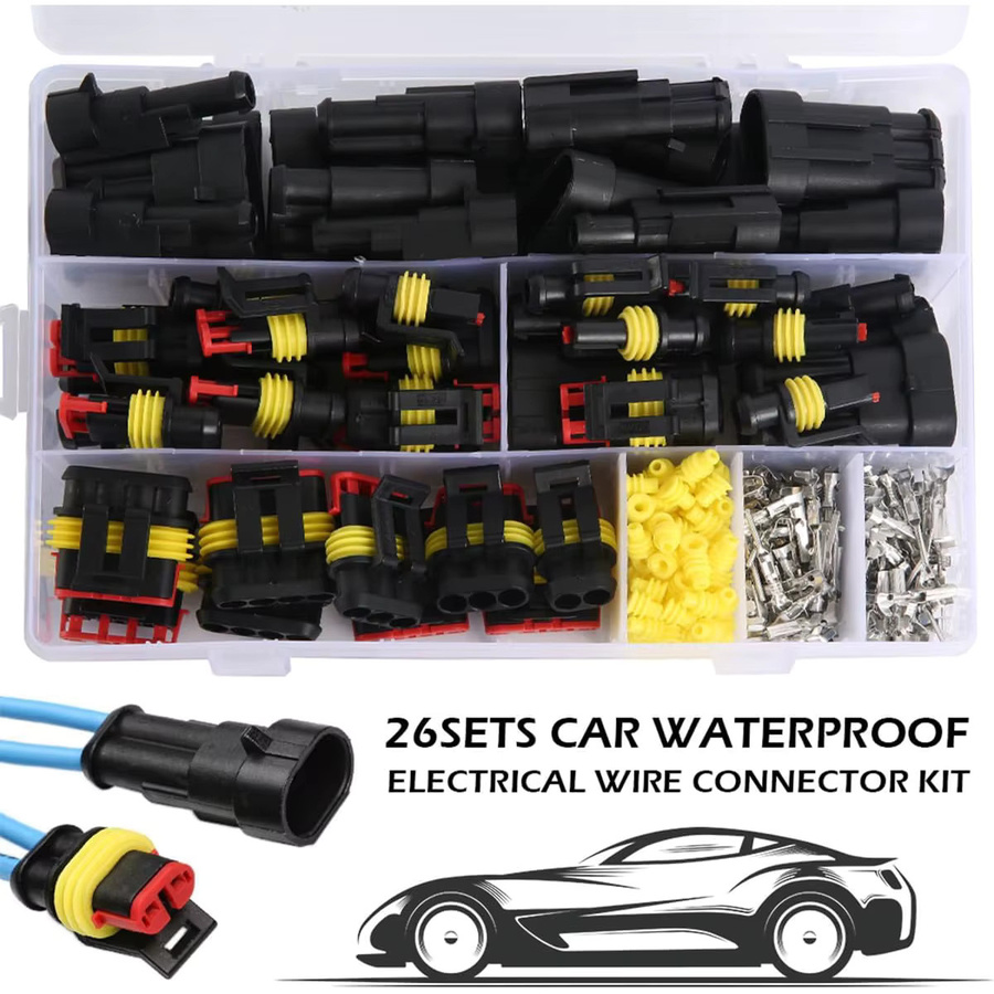 AOKIN 352-teiliges wasserdichtes Steckverbinder-Set für Elektroautos und Kfz mit 1/2/3/4-poligen Kabelverbindern - Bild 5