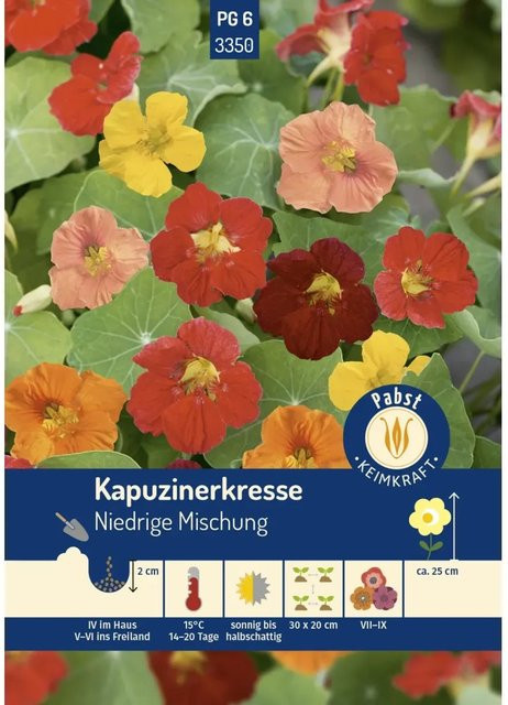 Pabst Keimkraft Kapuzinerkresse Niedrige Mischung Saatgut für Garten und Blumenkästen - Bild 1