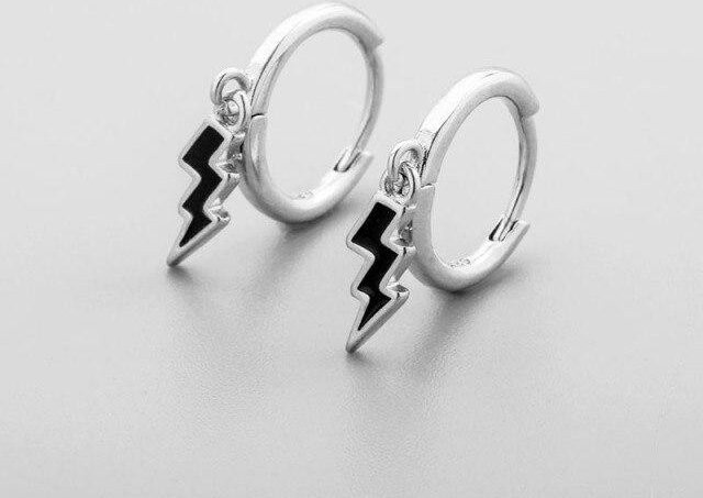 Allbestart Creolen 925 Silber, Wellen, Schwarze Tropfen-Glasur, Unisex - Bild 1